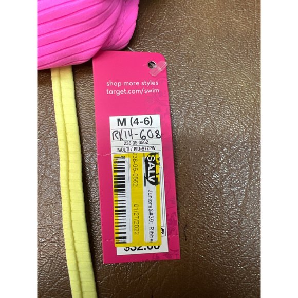 Junior's Ribbed Colorblock Tie-Front One Piece Swimsuit - Xhilaration Multicolor - Picture 7 of 7